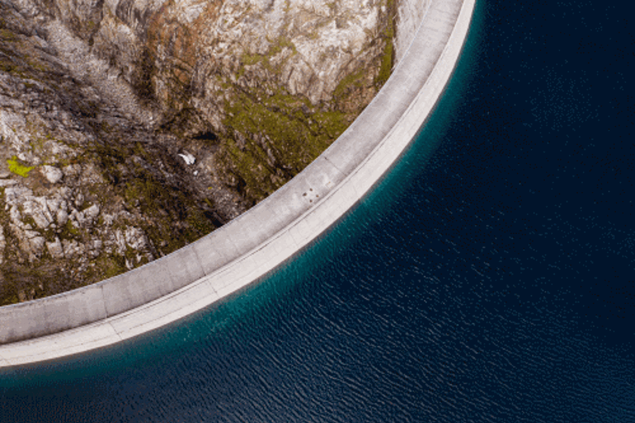 Dam and reservoir from above